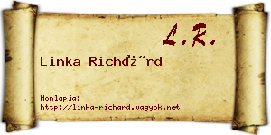 Linka Richárd névjegykártya